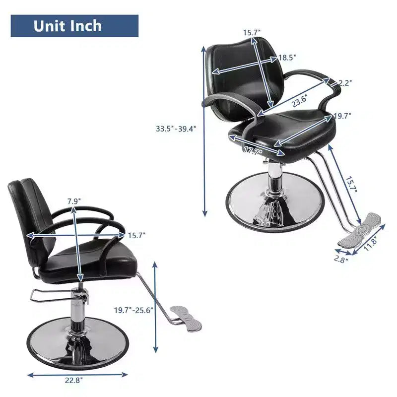 Fauteuil de barbier et de coiffure Karl Home noir, hydraulique, pour salon de beauté