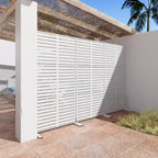 72 H70W Écran d'intimité autoportant en métal Dovelina Brown pour extérieur, clôture de jardin décorative