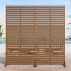 72 H70W Écran d'intimité autoportant en métal Dovelina Brown pour extérieur, clôture de jardin décorative