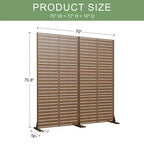 72 H70W Écran d'intimité autoportant en métal Dovelina Brown pour extérieur, clôture de jardin décorative