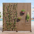 72 H70W Dovelina Brown Outdoor Freestanding Metal Privacy Screen Decorative Garden Fence