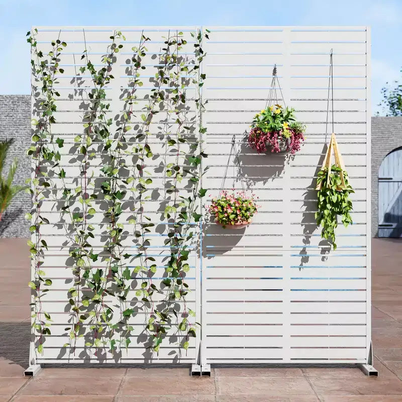 72 H70W Écran d'intimité autoportant en métal Dovelina Brown pour extérieur, clôture de jardin décorative