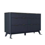 Fluted 7 Drawer Dresser, 54 Modern Dresser with Faux Marble Topped & Curved Design, Wooden Storage Organizerfor Bedroom, Living Room