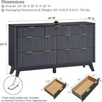 Commode cannelée à 7 tiroirs, commode moderne de 54 pouces avec plateau en faux marbre et design incurvé, organiseur de rangement en bois pour chambre à coucher, salon