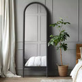 67*24 Arched Gold Aluminum Alloy Framed Floor Mirror with Stand