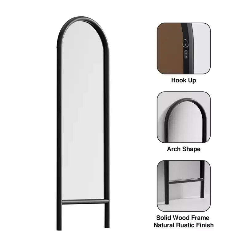 Miroir sur pied 67*24 avec cadre en alliage d'aluminium doré et support intégré