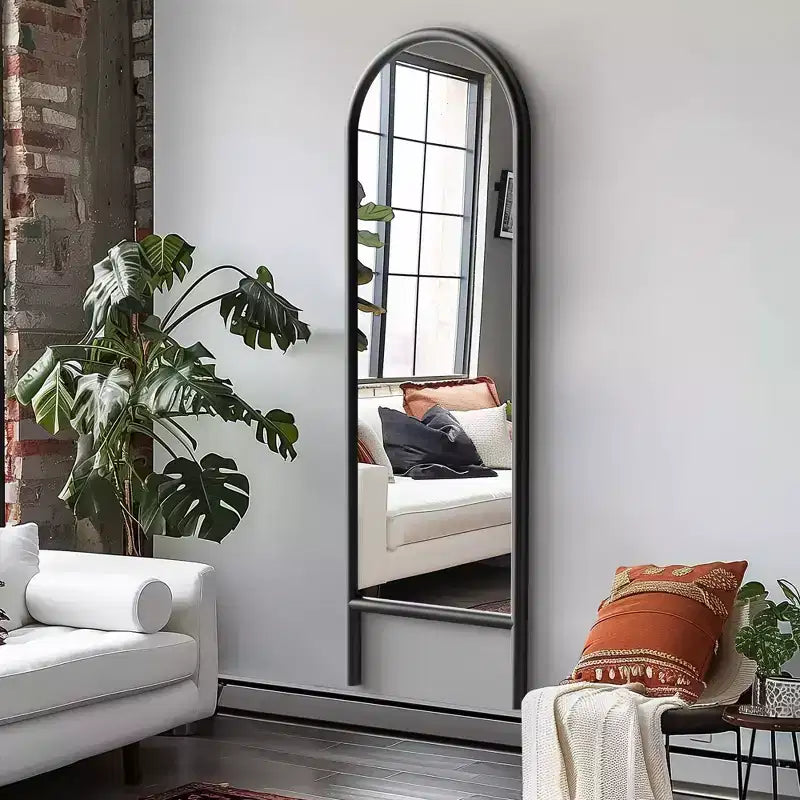 Miroir sur pied 67*24 avec cadre en alliage d'aluminium doré et support intégré