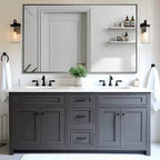 59*35 Rectangle Full-Body Mirror, Black Aluminum Alloy Frame Full Length Mirror, Vanity Mirror for Bathroom, Bedroom Entryway, Living/Dressing Room