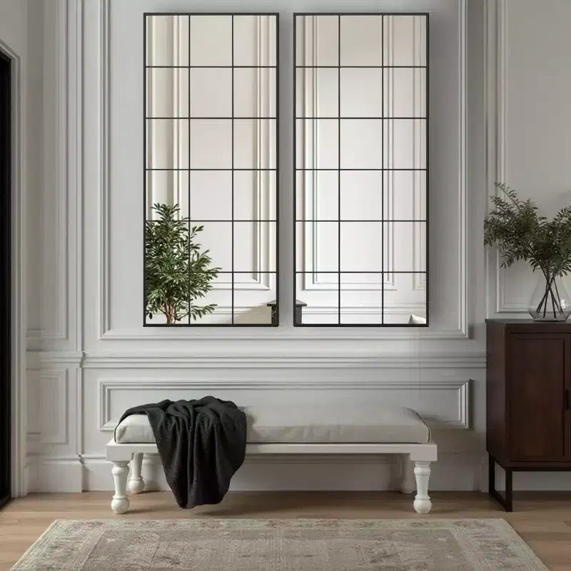 Miroir sur pied 59*35, Miroir pleine longueur avec cadre en alliage d'aluminium noir, Miroir de courtoisie pour salle de bain, entrée de chambre, salon/dressing
