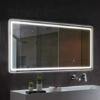 63x16 LED Rectangle Floor Mirror with Stand, HD Full-length Mirror with Aluminum Alloy Frame and 3 Color Temperature, Silver