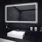 Miroir sur pied rectangulaire LED 63x16, Miroir pleine longueur HD avec cadre en alliage d'aluminium et 3 températures de couleur, Argent