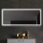 Miroir sur pied rectangulaire LED 63x16, Miroir pleine longueur HD avec cadre en alliage d'aluminium et 3 températures de couleur, Argent