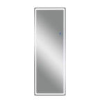 Miroir sur pied rectangulaire LED 63x16, Miroir pleine longueur HD avec cadre en alliage d'aluminium et 3 températures de couleur, Argent