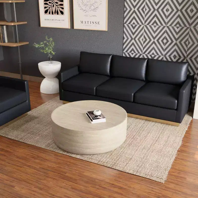 Table basse ronde LeisureMod Maya – Table d'appoint d'intérieur et d'extérieur pour salon, patio, balcon ou jardin, design décoratif moderne