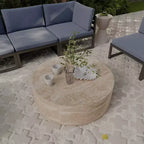 Table basse ronde LeisureMod Maya – Table d'appoint d'intérieur et d'extérieur pour salon, patio, balcon ou jardin, design décoratif moderne