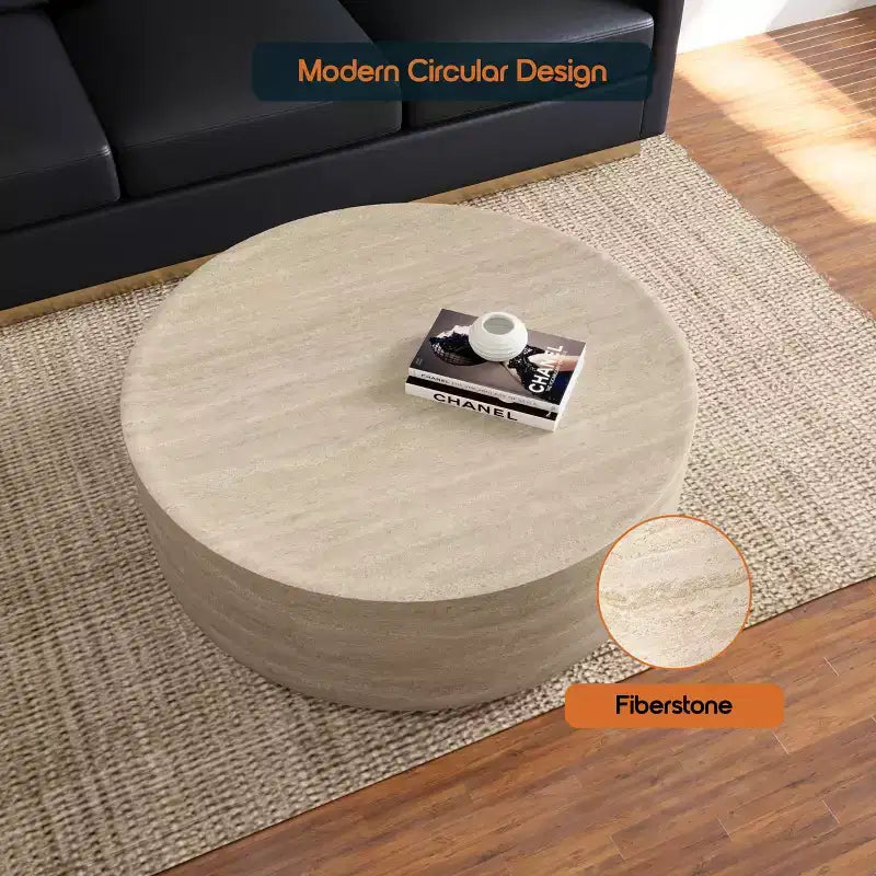 Table basse ronde LeisureMod Maya – Table d'appoint d'intérieur et d'extérieur pour salon, patio, balcon ou jardin, design décoratif moderne