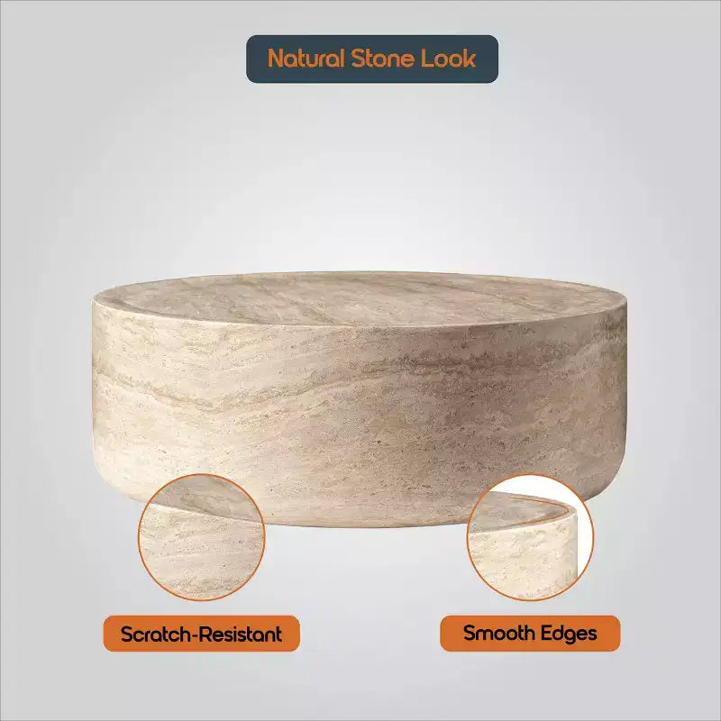 Table basse ronde LeisureMod Maya – Table d'appoint d'intérieur et d'extérieur pour salon, patio, balcon ou jardin, design décoratif moderne