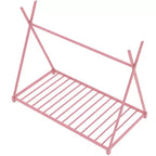 Cadre de lit double Okak, plateforme de lit double en métal avec structure triangulaire pour chambre à coucher, rose