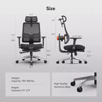 Fauteuil ergonomique Newtral MagicH-BPro avec repose-pieds - Accoudoirs 4D
