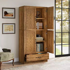 Meuble de rangement Lantine 70 en bois, armoire haute de style rétro avec portes et tiroir
