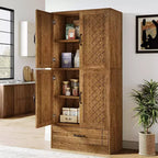 Meuble de rangement Lantine 70 en bois, armoire haute de style rétro avec portes et tiroir