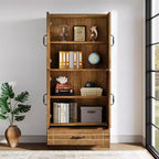Meuble de rangement Lantine 70 en bois, armoire haute de style rétro avec portes et tiroir
