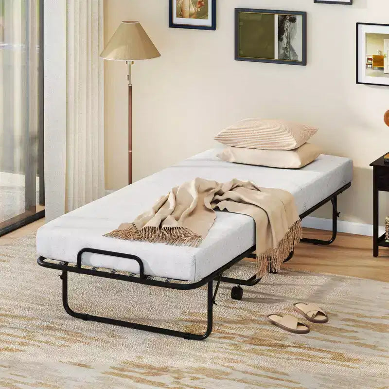 Costway Lit Pliant avec Matelas 74 x 31 Lit d'appoint Pliable sur Roulettes Gain de Place