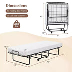 Costway Lit Pliant avec Matelas 74 x 31 Lit d'appoint Pliable sur Roulettes Gain de Place