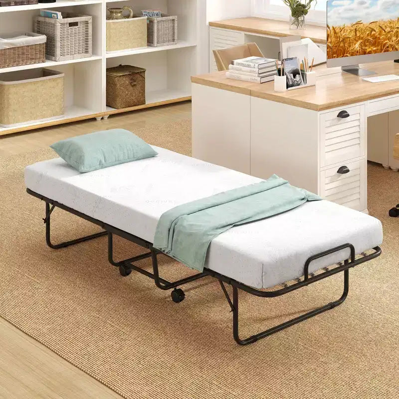 Costway Lit Pliant avec Matelas 74 x 31 Lit d'appoint Pliable sur Roulettes Gain de Place