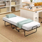 Costway Lit Pliant avec Matelas 74 x 31 Lit d'appoint Pliable sur Roulettes Gain de Place