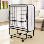 Costway Lit Pliant avec Matelas 74 x 31 Lit d'appoint Pliable sur Roulettes Gain de Place
