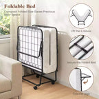 Costway Lit Pliant avec Matelas 74 x 31 Lit d'appoint Pliable sur Roulettes Gain de Place