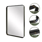 Miroir de salle de bain rectangulaire 32x22 avec cadre en alliage d'aluminium, miroir mural pour chambre à coucher, salon, entrée, noir