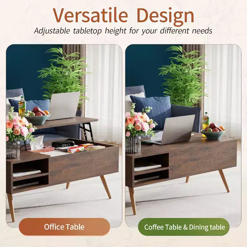 BestMassage Table Basse Moderne avec Plateau Relevable et Grand Espace de Rangement
