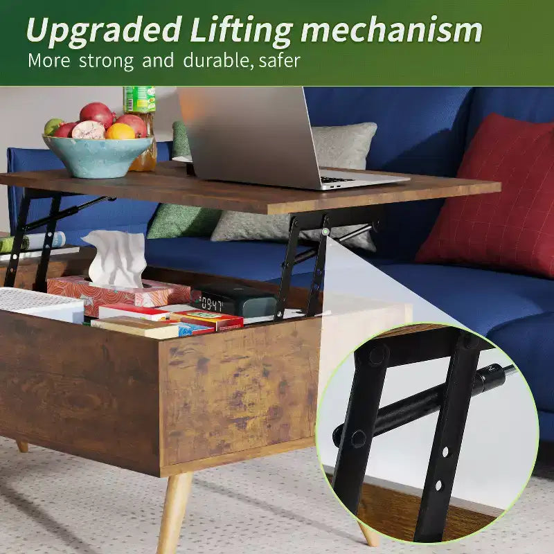 BestMassage Table Basse Moderne avec Plateau Relevable et Grand Espace de Rangement