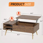 BestMassage Table Basse Moderne avec Plateau Relevable et Grand Espace de Rangement