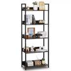 VEVOR Metal Bookshelf, 5-Tier Tall Industrial Bookshelf, Rustic Display Vintage Storage Bookcase with Open Shelves, Freestanding Display Shelving