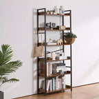 Étagère VEVOR en métal, étagère industrielle à 6 niveaux, bibliothèque haute et large de style rustique-vintage avec étagères ouvertes, étagère de rangement autoportante.