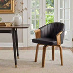 Chaise de salle à manger pivotante Art Leon Mid-Century Modern en cuir PU et pieds en peuplier