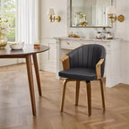 Chaise de salle à manger pivotante Art Leon Mid-Century Modern en cuir PU et pieds en peuplier
