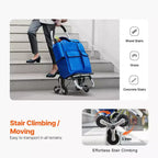 VEVOR Chariot Escalier Diable, Chariot de Courses Pliant 36L, Chariot de Courses à Main pour Linge avec 6 Roues et Sac en Tissu Oxford