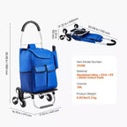 VEVOR Chariot Escalier Diable, Chariot de Courses Pliant 36L, Chariot de Courses à Main pour Linge avec 6 Roues et Sac en Tissu Oxford