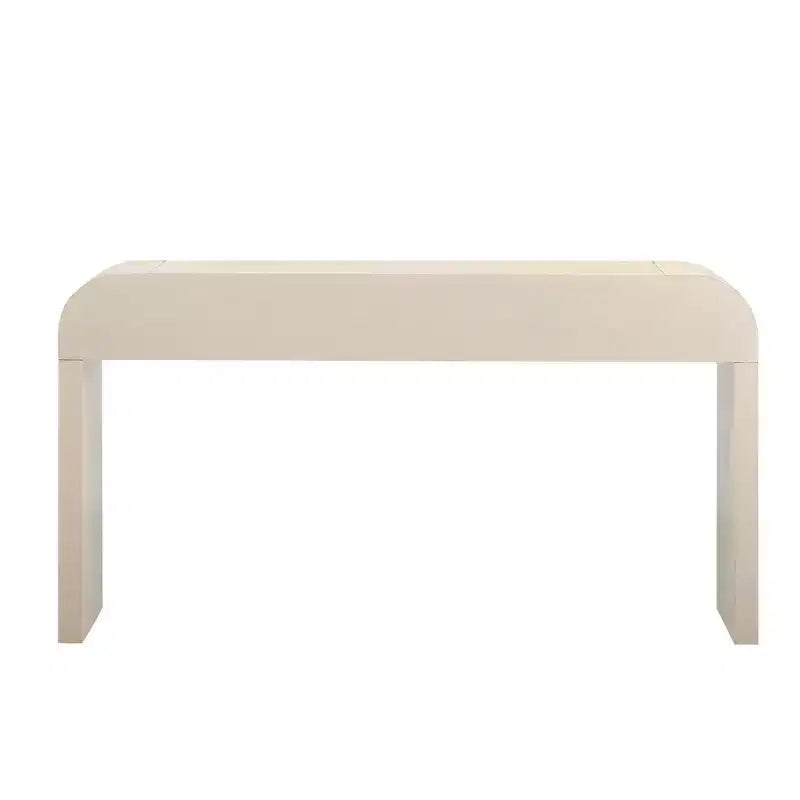 Console rétro unique à silhouette ouverte, deux tiroirs supérieurs pour l'entrée, la salle à manger, le salon (bois naturel blanchi)