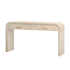 Console rétro unique à silhouette ouverte, deux tiroirs supérieurs pour l'entrée, la salle à manger, le salon (bois naturel blanchi)