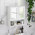 MAYEERTY Bathroom Wall Cabinet Double Mirror Doors Shelves