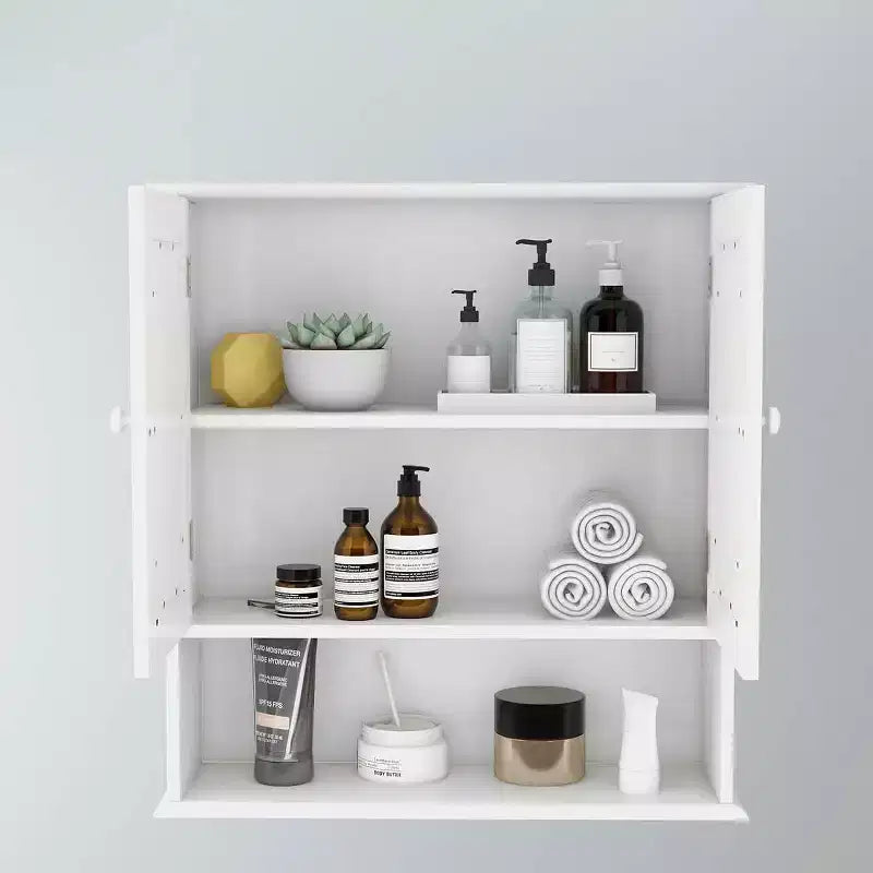 MAYEERTY Armoire murale de salle de bain Double portes miroir Étagères