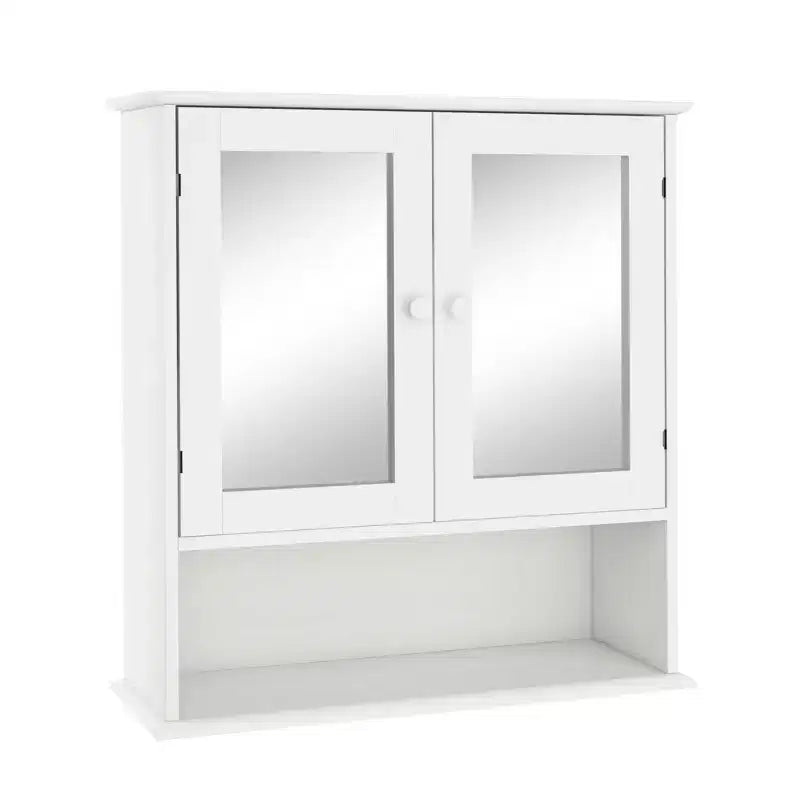 MAYEERTY Armoire murale de salle de bain Double portes miroir Étagères