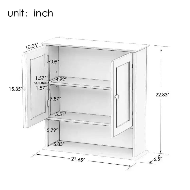 MAYEERTY Armoire murale de salle de bain Double portes miroir Étagères