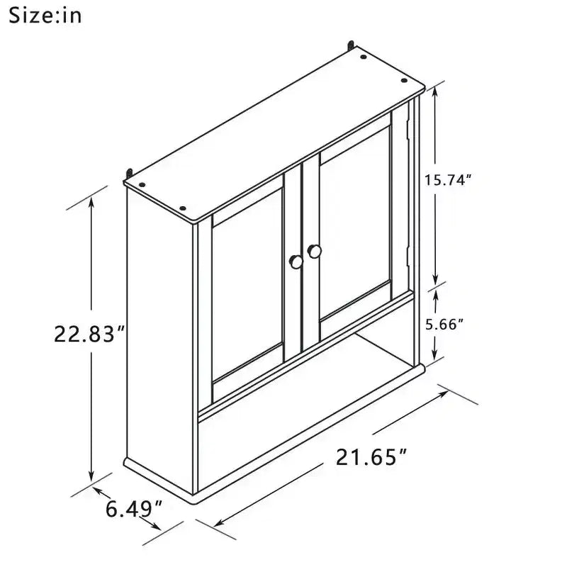 MAYEERTY Armoire murale de salle de bain Double portes miroir Étagères