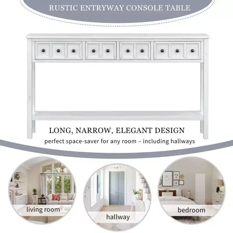Console d'entrée rustique, table de canapé de 152 cm de long avec deux tiroirs de tailles différentes et une étagère inférieure pour le rangement (Espresso)